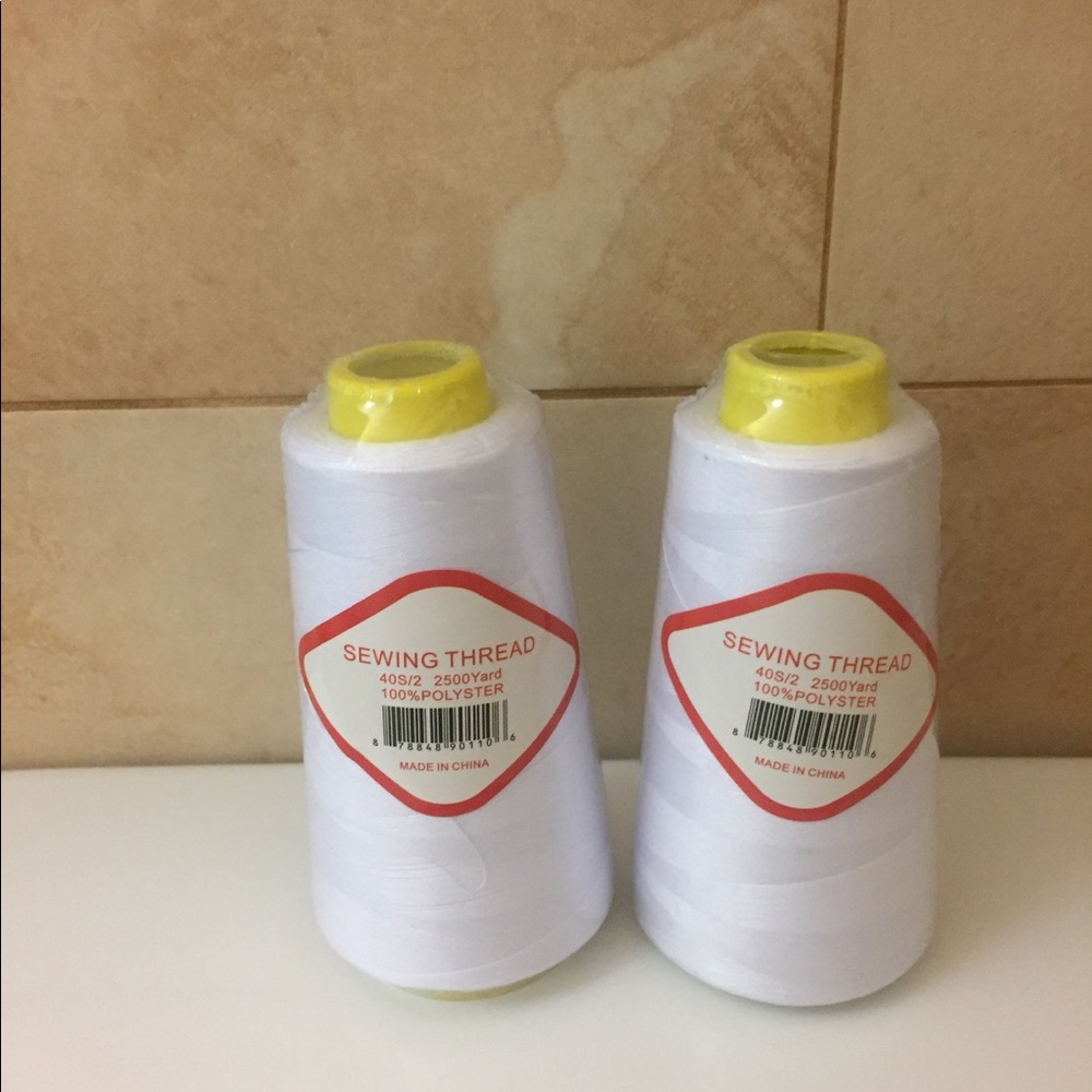 2 cones white serger thread 2500 yards